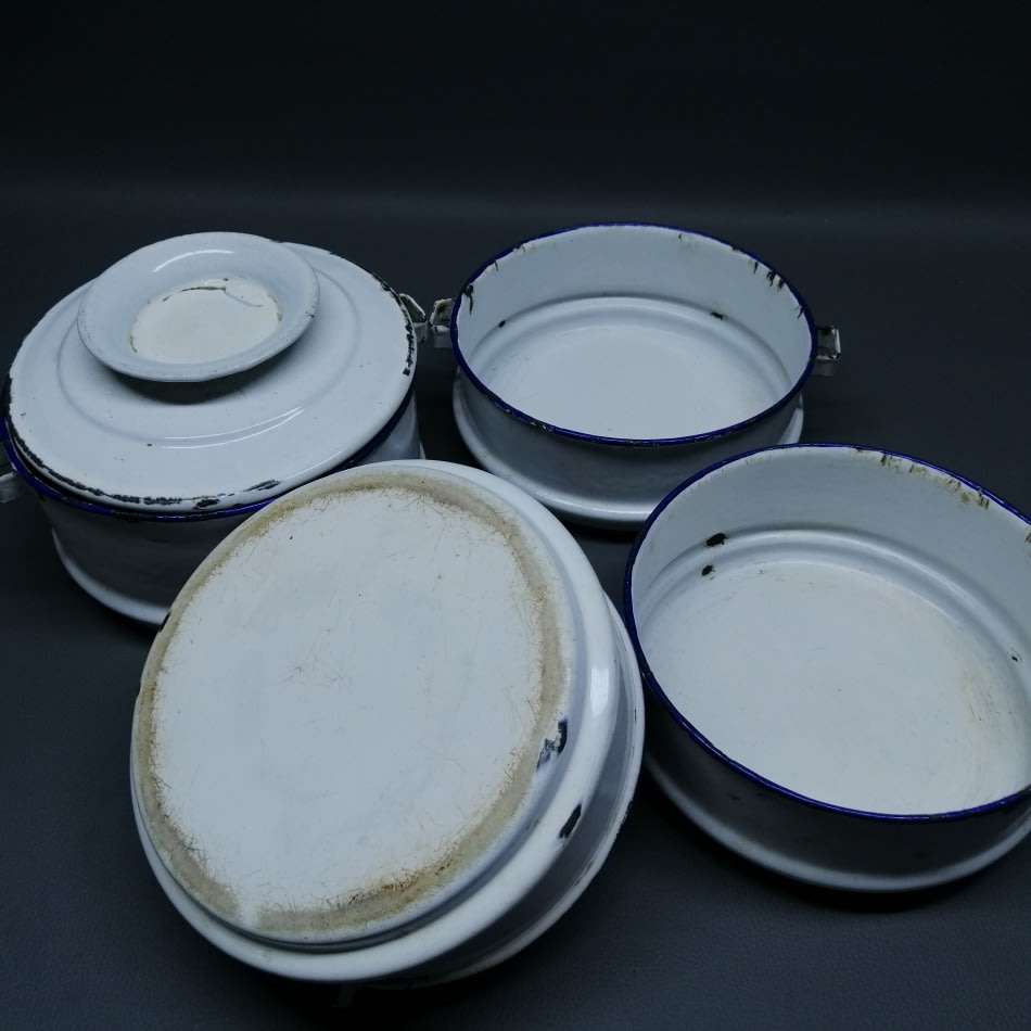 Rare!!! Original Blue and White Enamel Pot Stack!!!