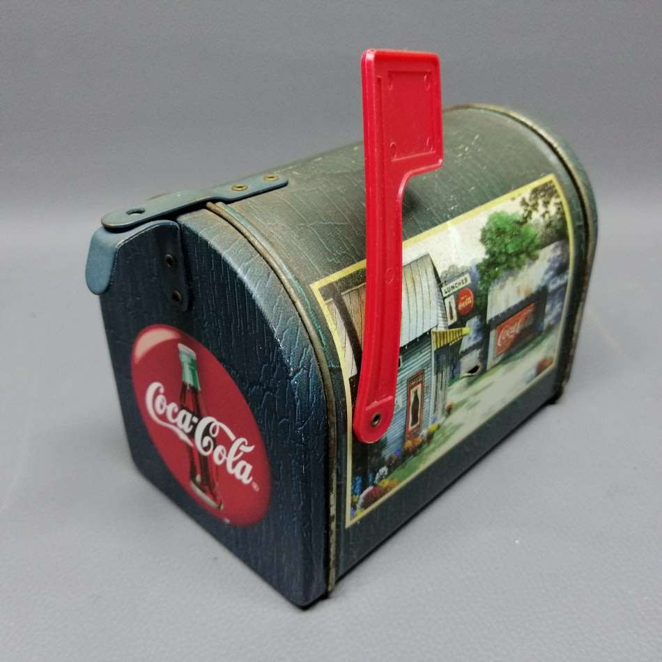 Super Cool!!! Original Coca Cola Mail Box Shaped Lithographed Tin Container!!!