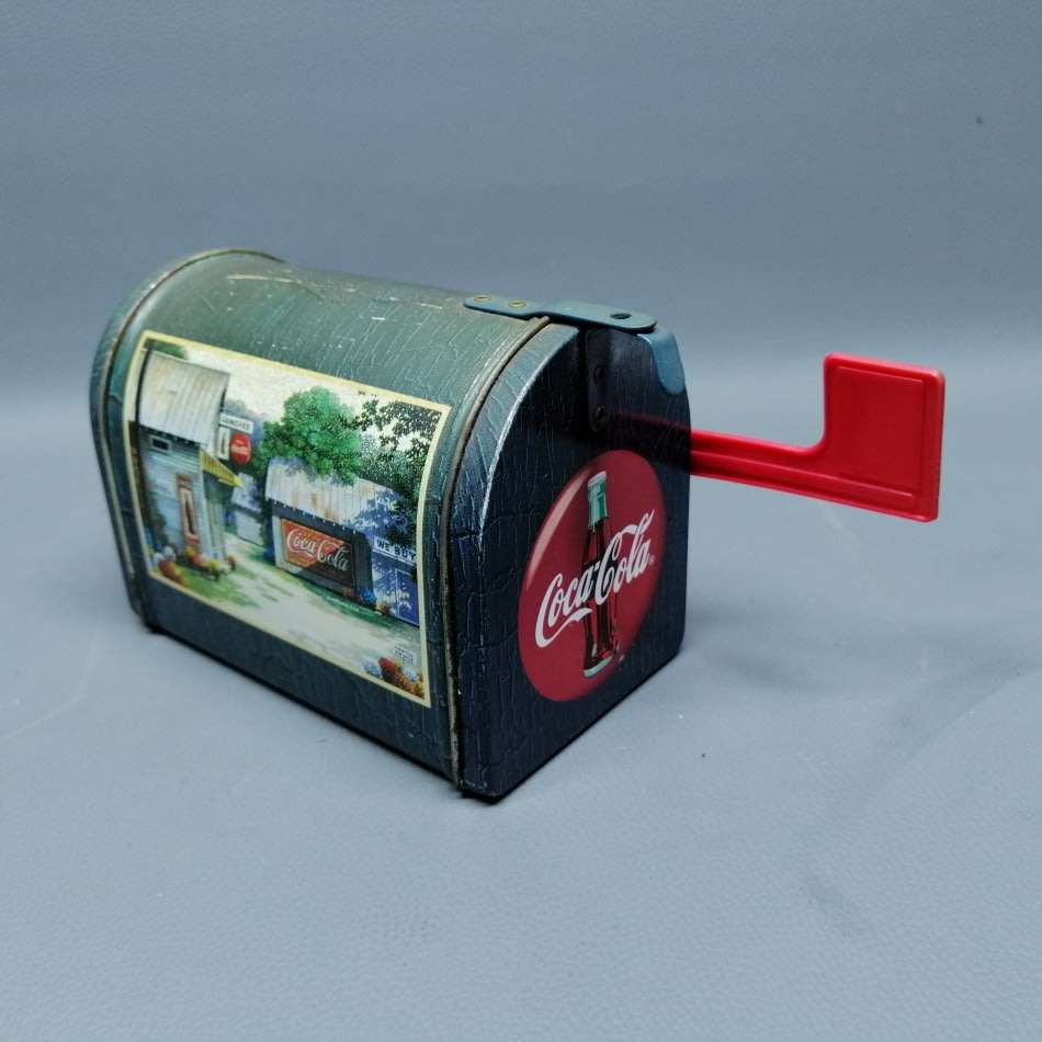Super Cool!!! Original Coca Cola Mail Box Shaped Lithographed Tin Container!!!