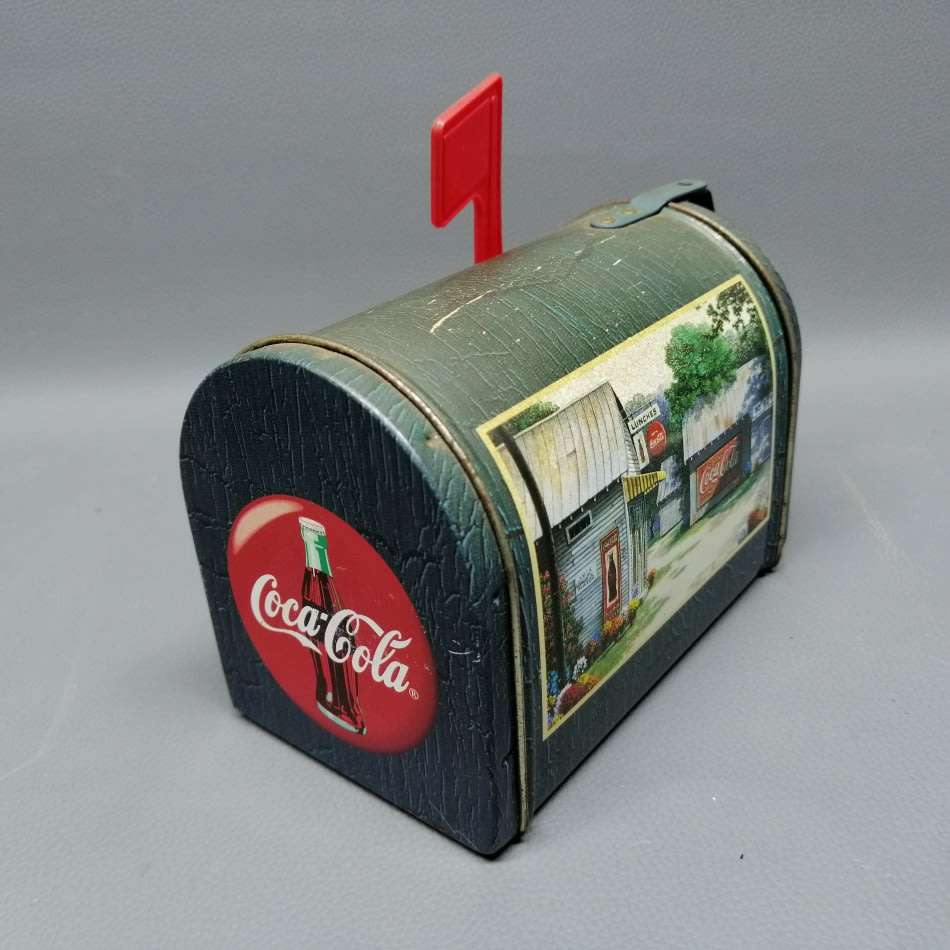 Super Cool!!! Original Coca Cola Mail Box Shaped Lithographed Tin Container!!!