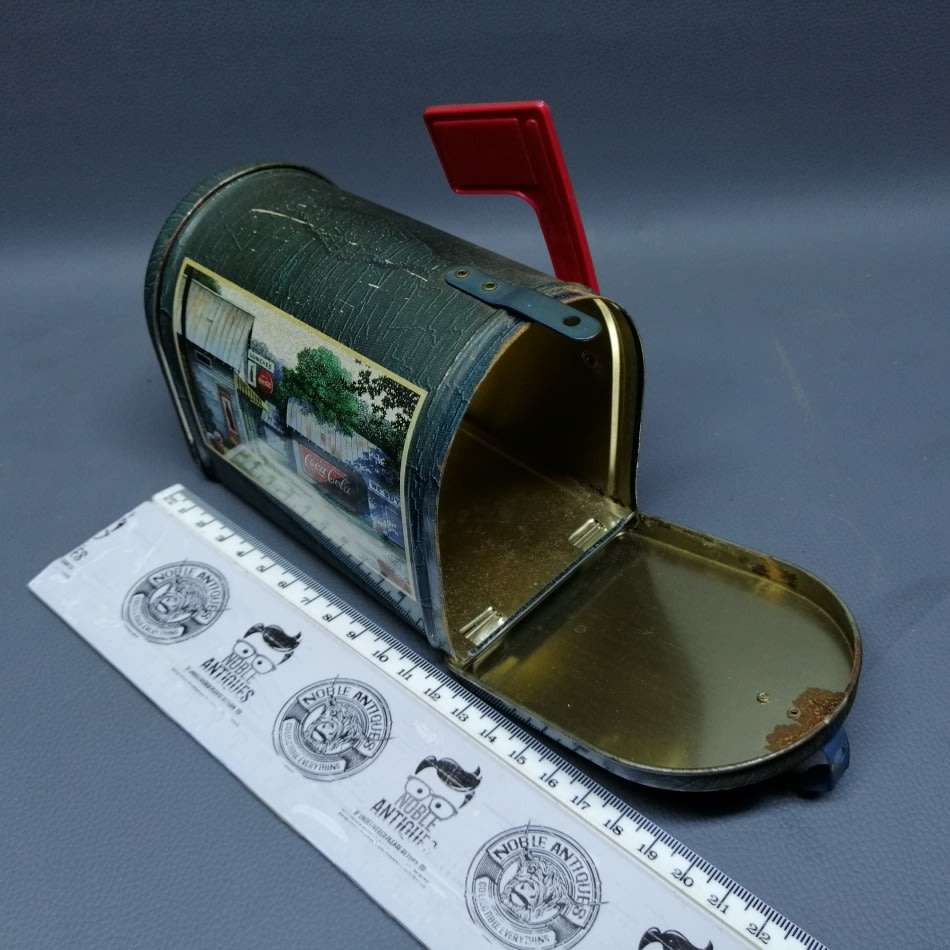 Super Cool!!! Original Coca Cola Mail Box Shaped Lithographed Tin Container!!!
