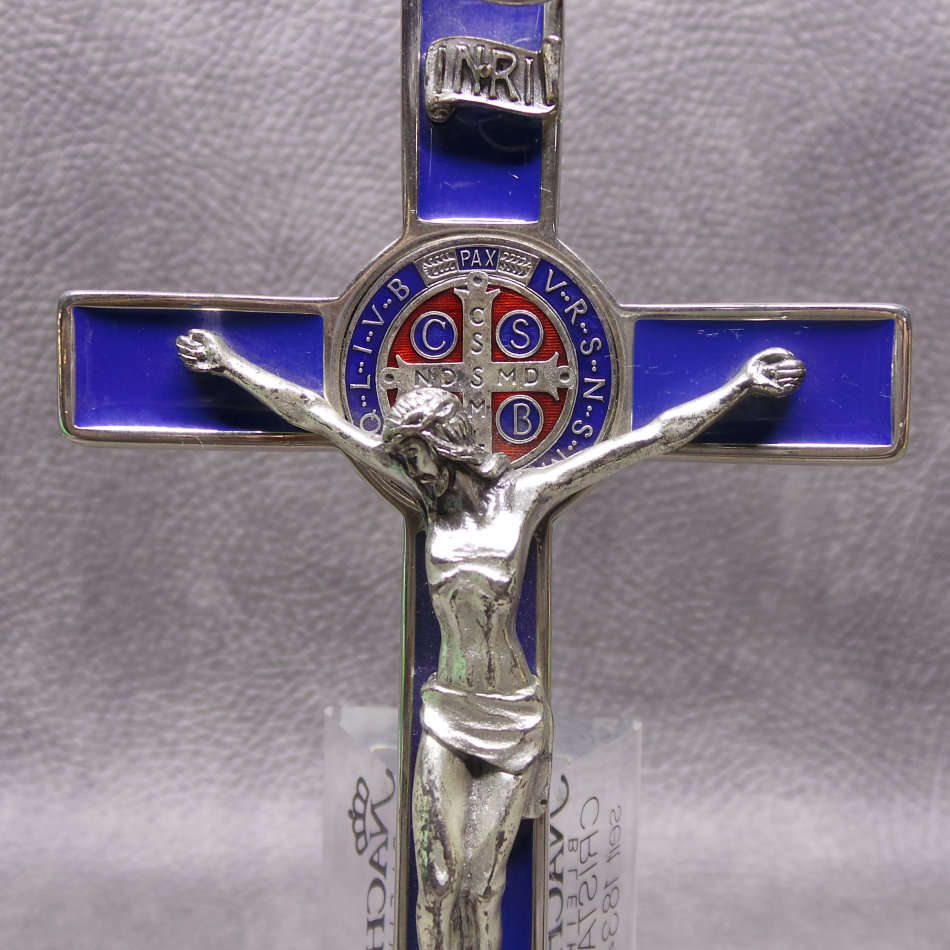 Exquisite!!! Large Silver Metal with Enamel Inlay Crucifix!!!