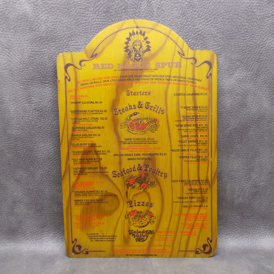 FANTASTIC!!! Original Red Eagle Spur Menu!!! Check Out The Prices!!!