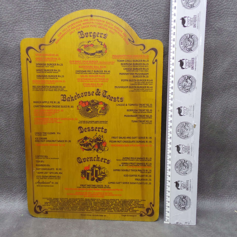 FANTASTIC!!! Original Red Eagle Spur Menu!!! Check Out The Prices!!!