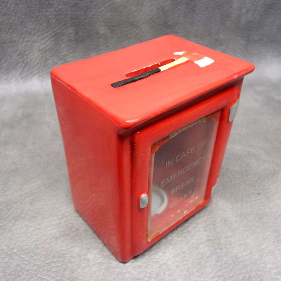Cool!!! Firemen's Themed Ceramic and Glass Savings Box!!!!