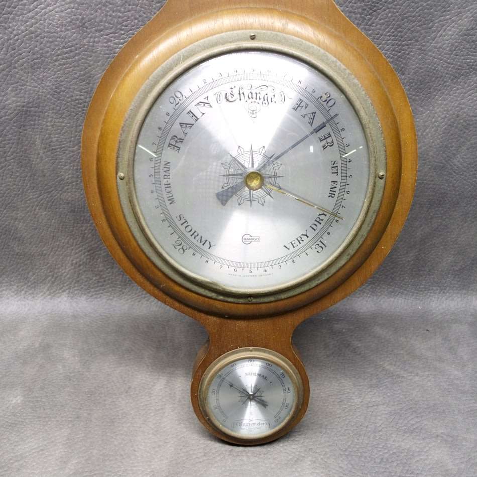 LARGE Barigo West German Barometer Thermometer on Wood Combination!!!