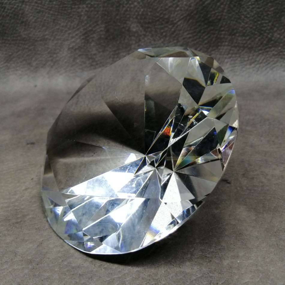 LARGE Faceted Diamond Shaped Cut Glass Paper Weight!!!