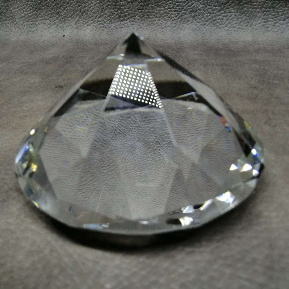 LARGE Faceted Diamond Shaped Cut Glass Paper Weight!!!