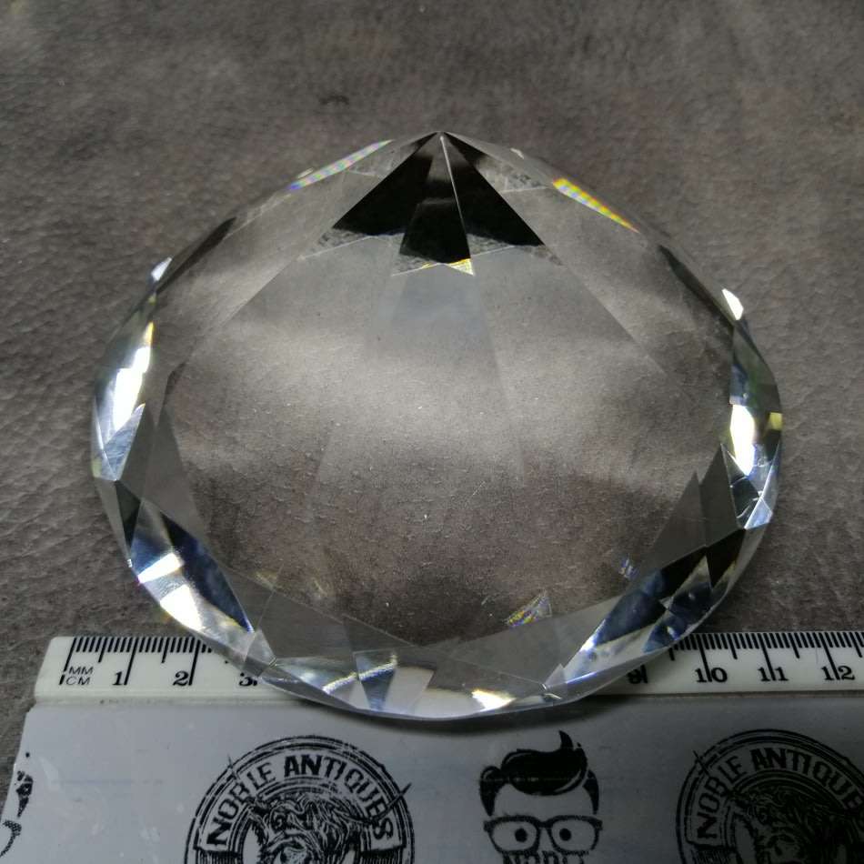 LARGE Faceted Diamond Shaped Cut Glass Paper Weight!!!