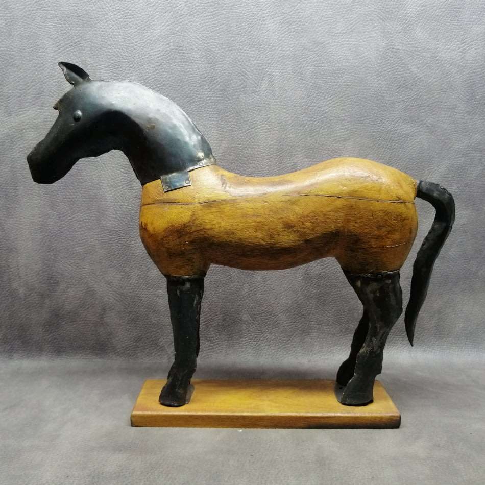 Large Hand Crafted Metal and Wood Body Horse Statue!!!