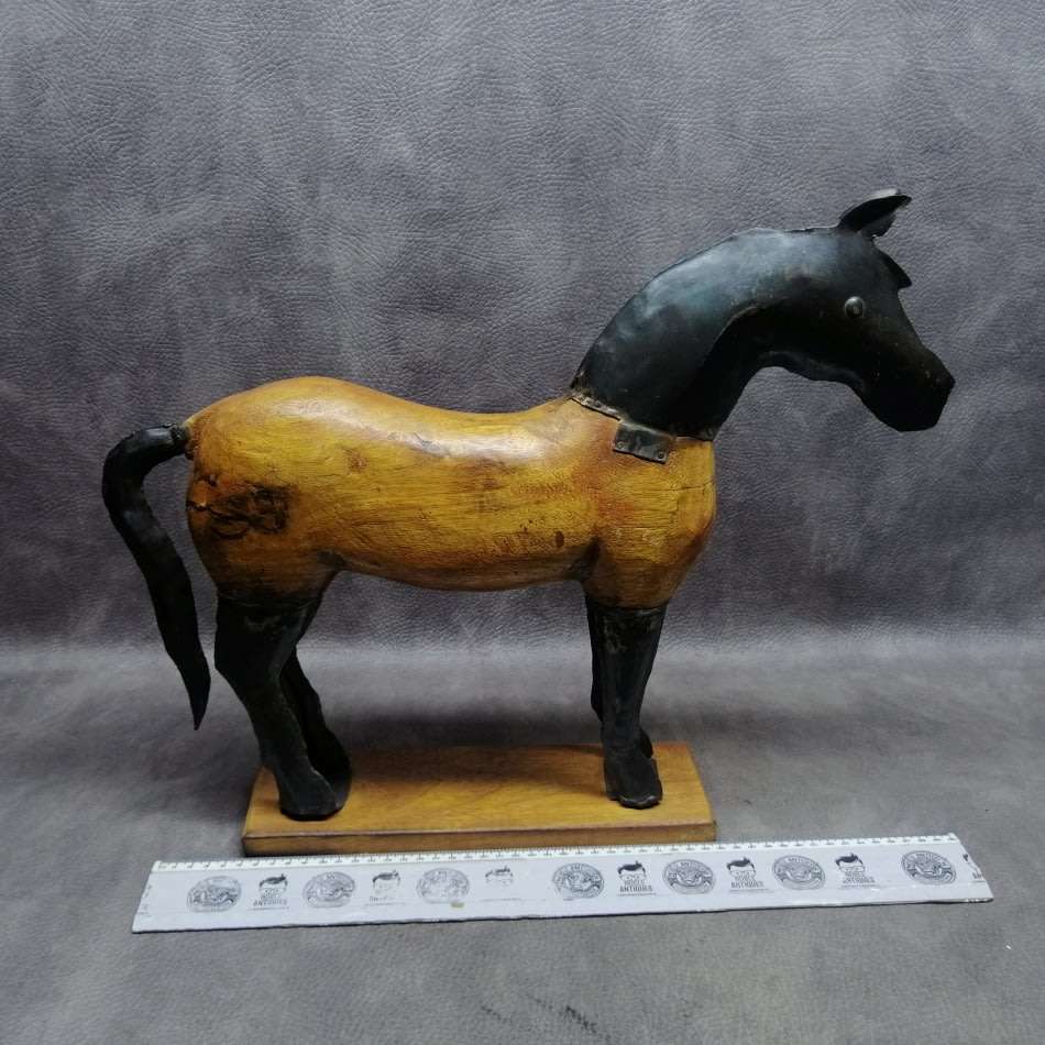 Large Hand Crafted Metal and Wood Body Horse Statue!!!