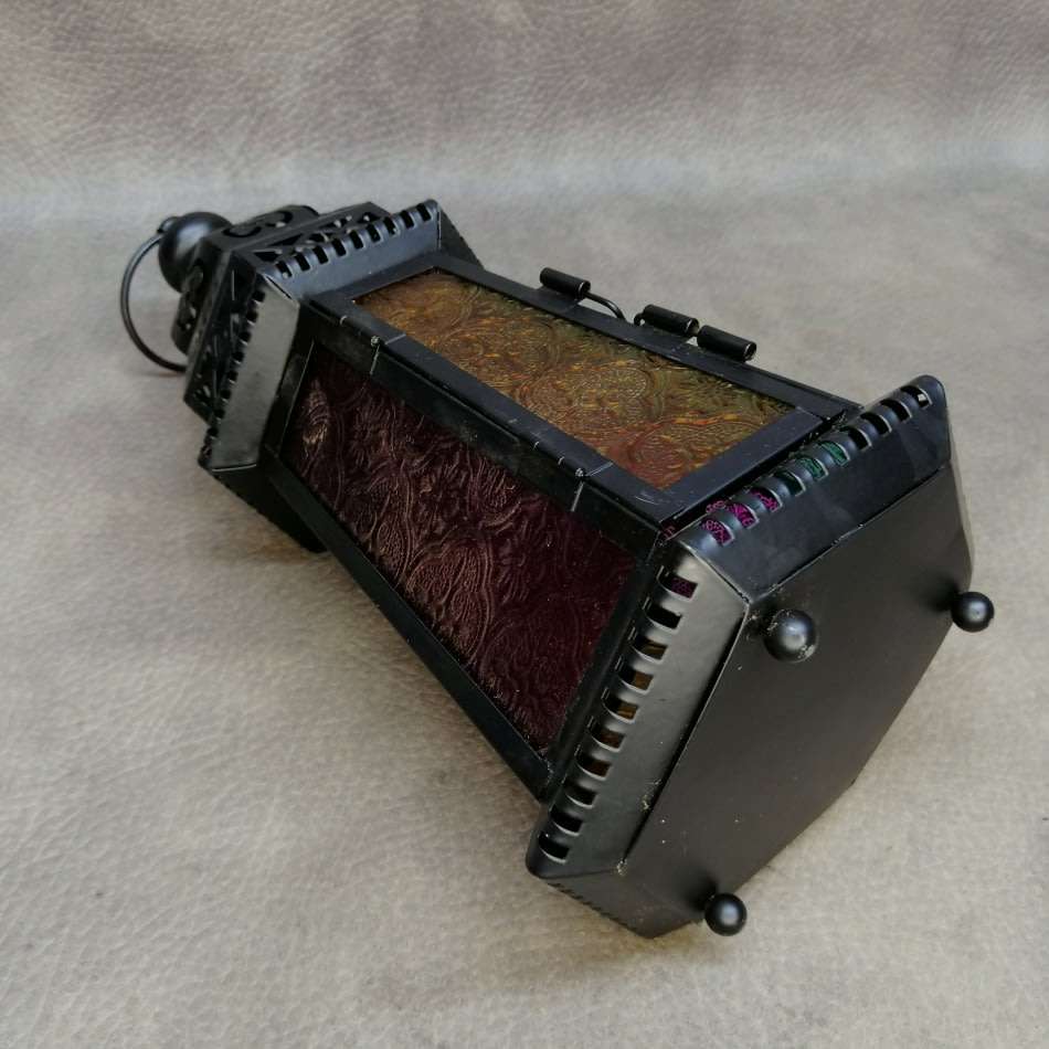 Pressed Metal and Colored Glass Moroccan Styled Lantern!!!