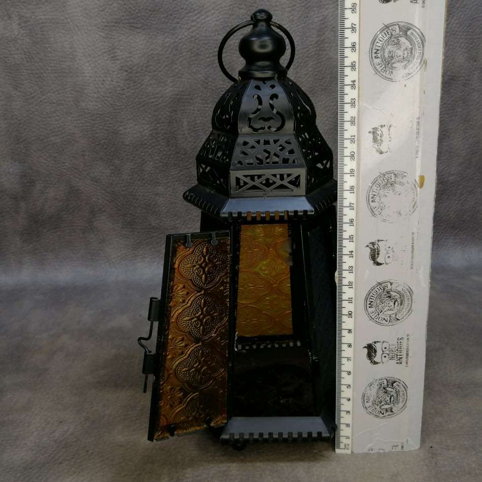 Pressed Metal and Colored Glass Moroccan Styled Lantern!!!