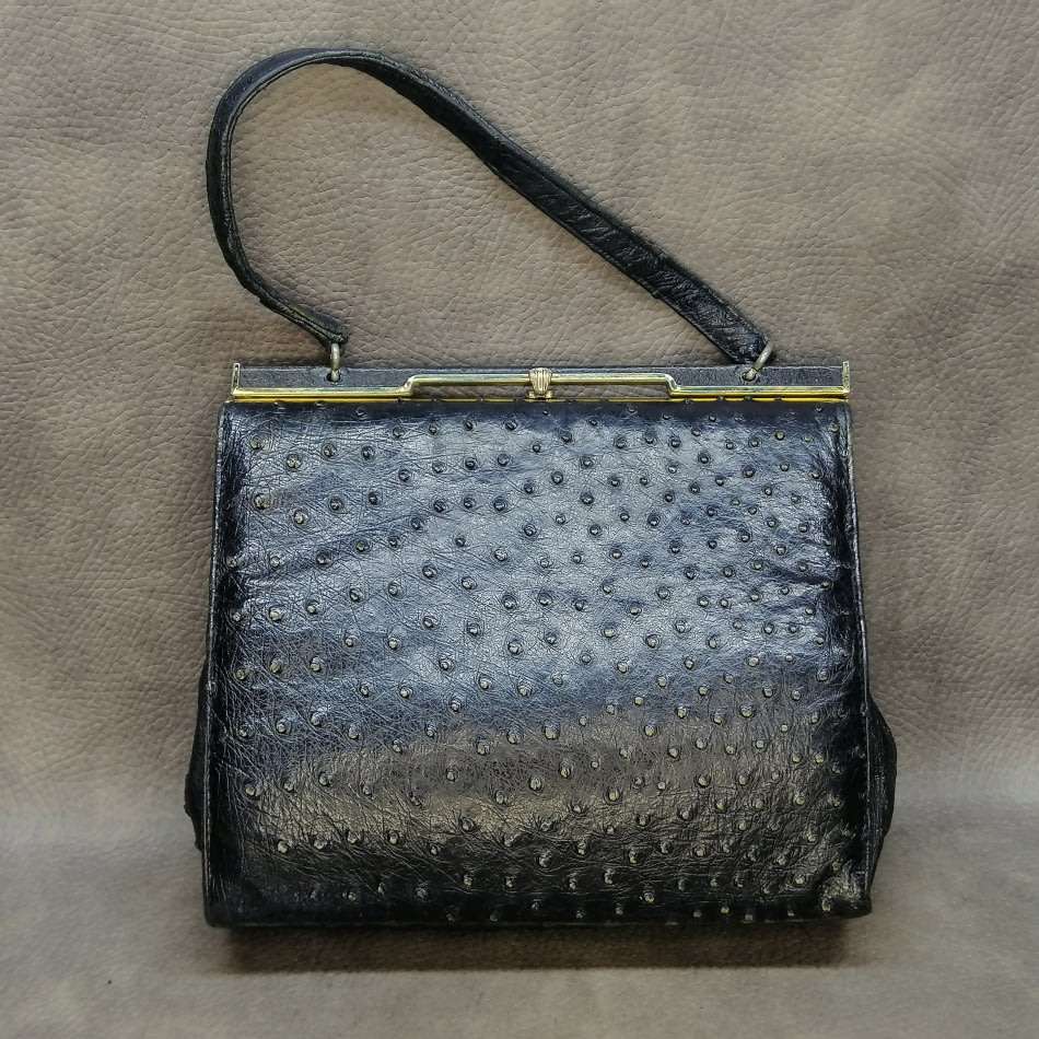 Genuine Ostrich Leather Vintage Ladies Hand Bag!!!