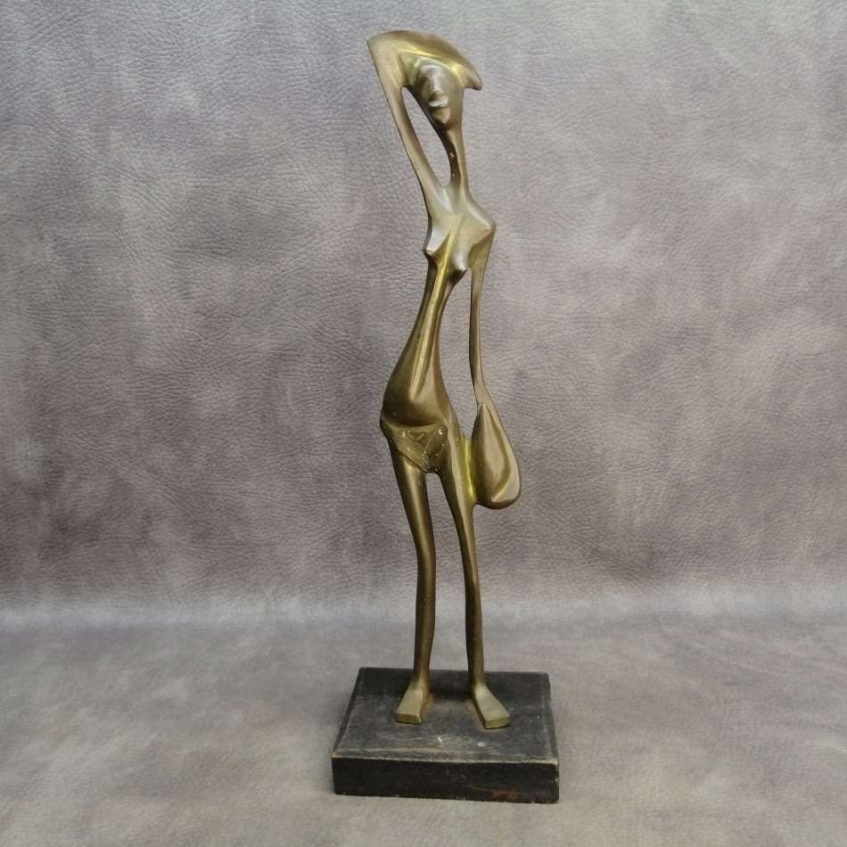 Large Hand Crafted Solid Brass On Wood Base Statue!!!!