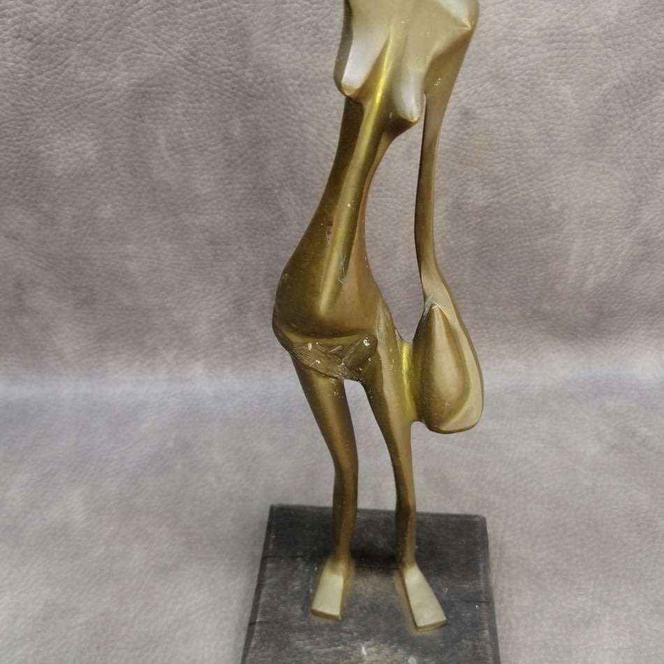 Large Hand Crafted Solid Brass On Wood Base Statue!!!!