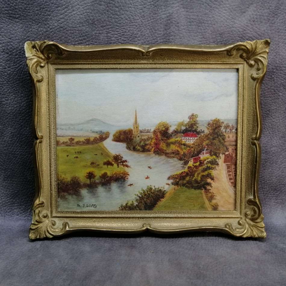Framed Antique Oil on Board South African Cape Town Landscape Scenes By M.E Wells  320 x 260