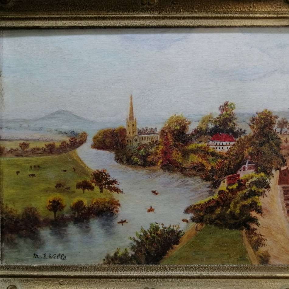 Framed Antique Oil on Board South African Cape Town Landscape Scenes By M.E Wells  320 x 260