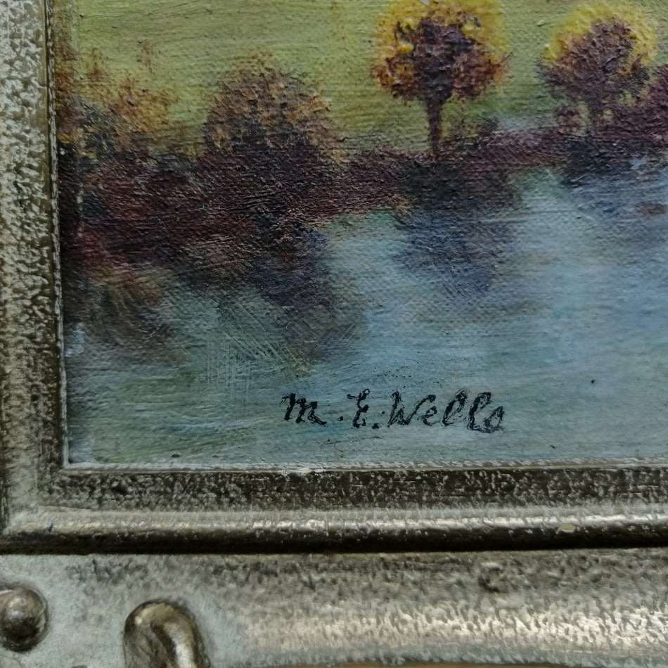 Framed Antique Oil on Board South African Cape Town Landscape Scenes By M.E Wells  320 x 260