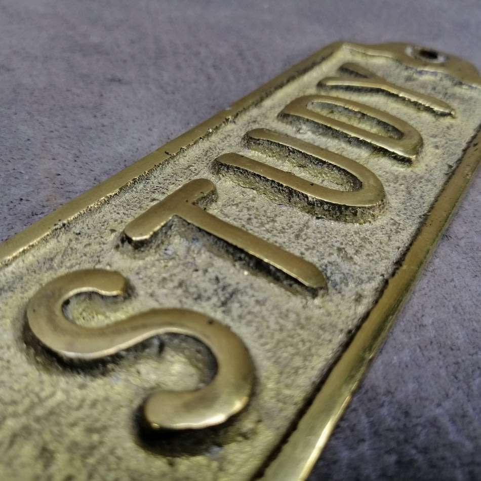 Vintage Cast Brass Study Door Mounted Sign!!!!