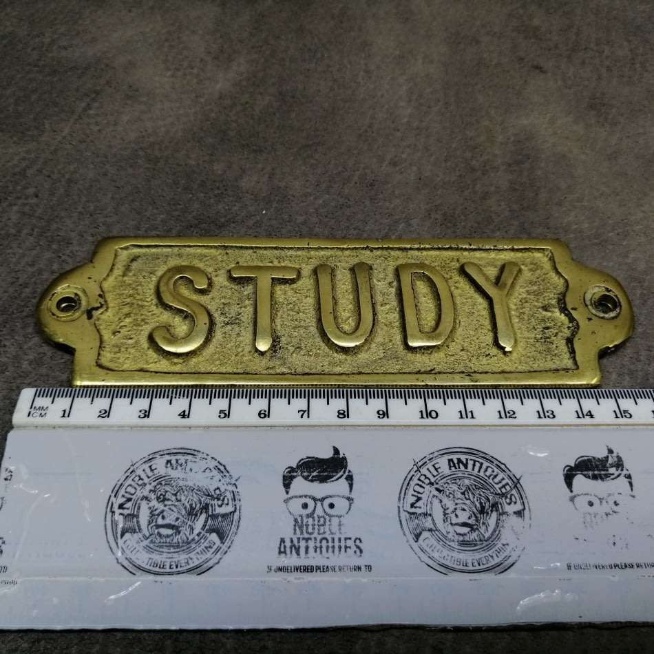 Vintage Cast Brass Study Door Mounted Sign!!!!