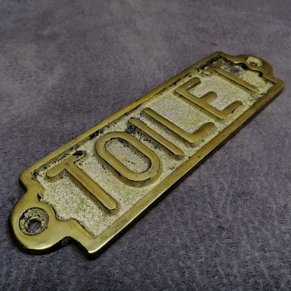 Vintage Cast Brass Toilet Door Mounted Sign!!!!