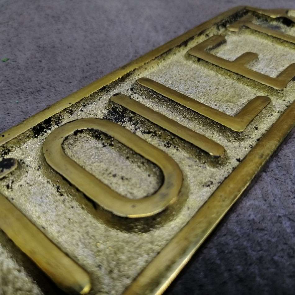 Vintage Cast Brass Toilet Door Mounted Sign!!!!