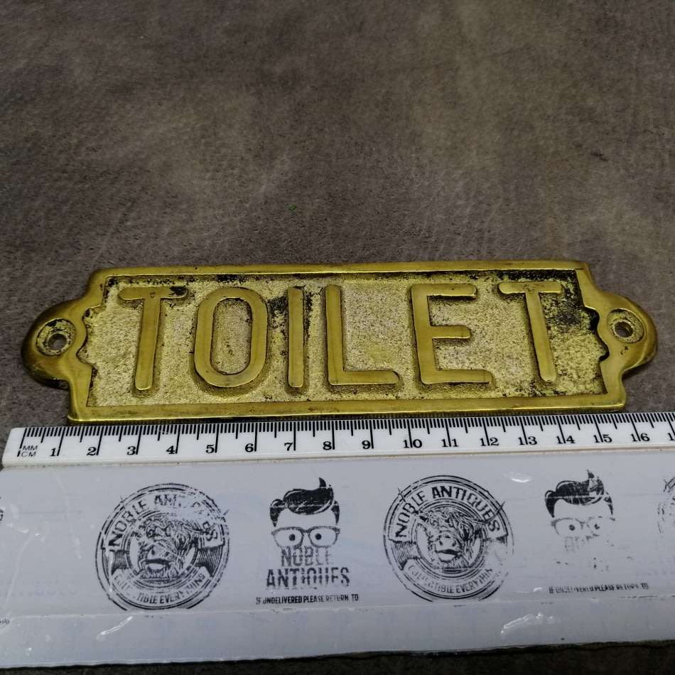 Vintage Cast Brass Toilet Door Mounted Sign!!!!