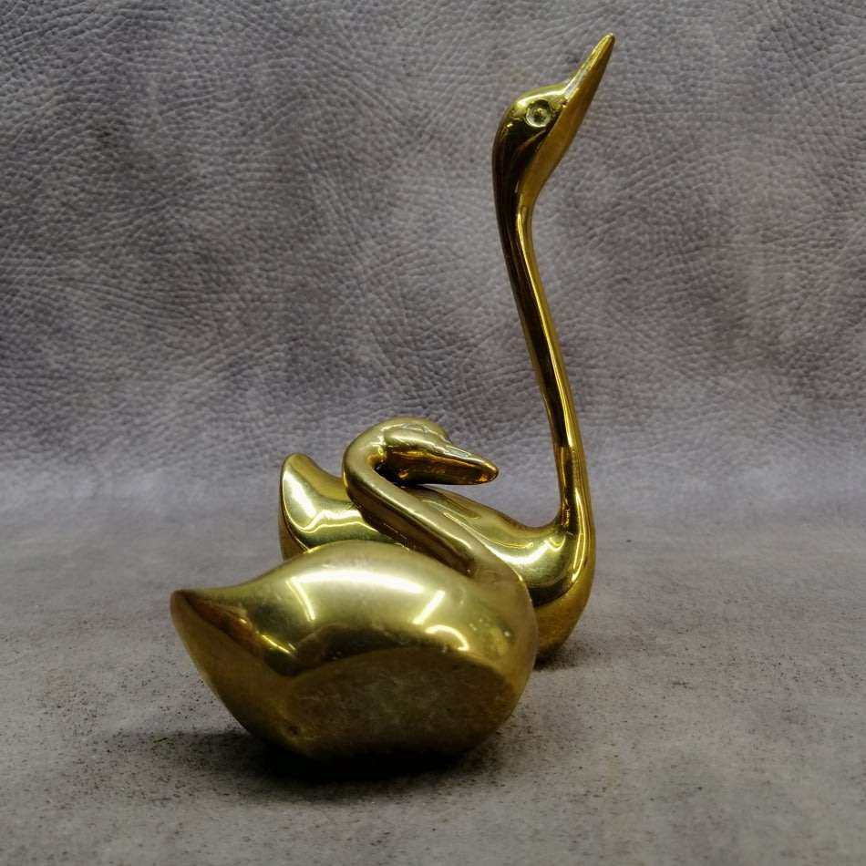Two Vintage Solid Cast Brass Swan Paperweights!!!