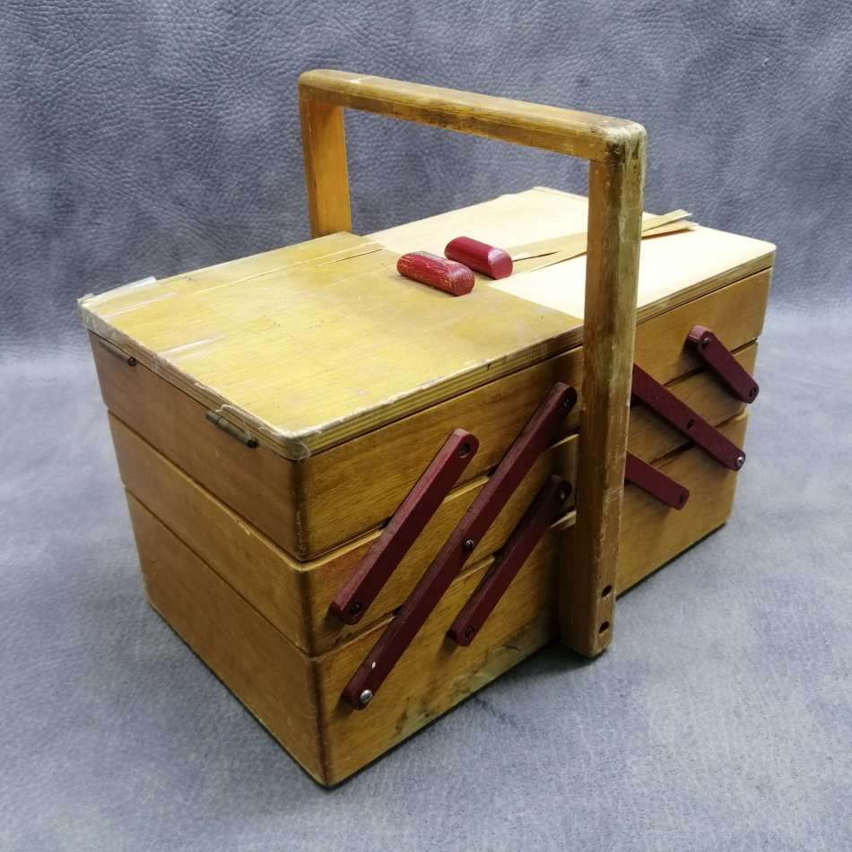 Vintage Wood Multi Level Sewing Box!!! Restoration Or Upcycling