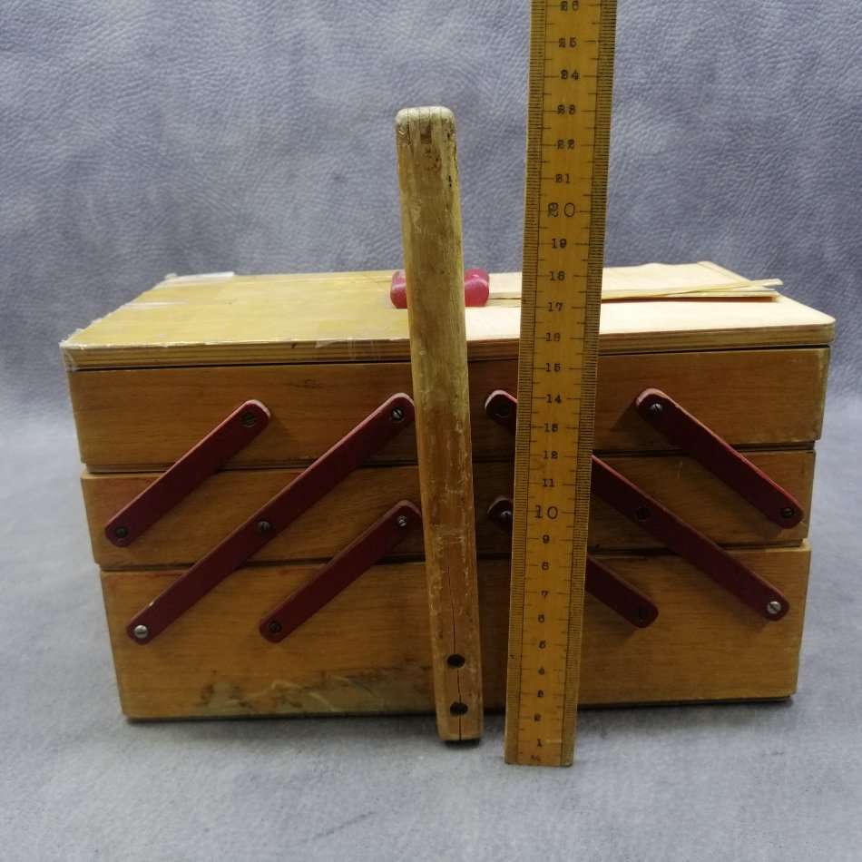 Vintage Wood Multi Level Sewing Box!!! Restoration Or Upcycling