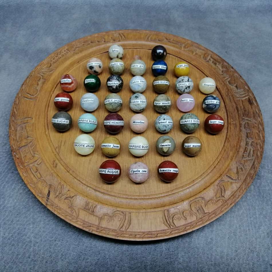 Fantastic!!! Polished and Named Gemstone Marble Solitaire Board Game!!!