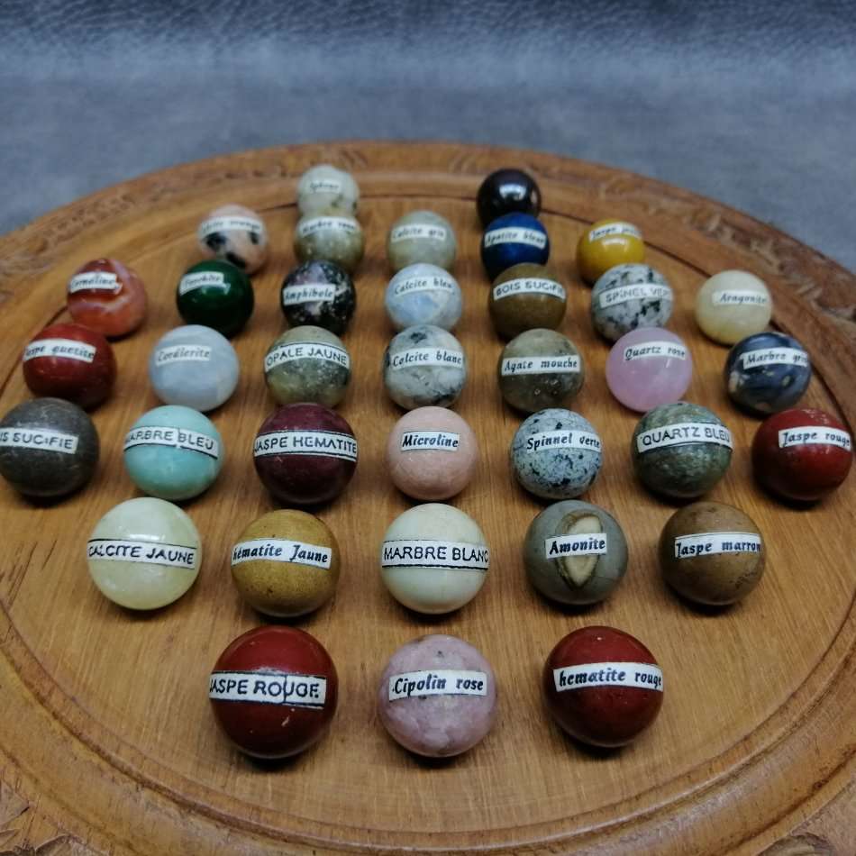 Fantastic!!! Polished and Named Gemstone Marble Solitaire Board Game!!!