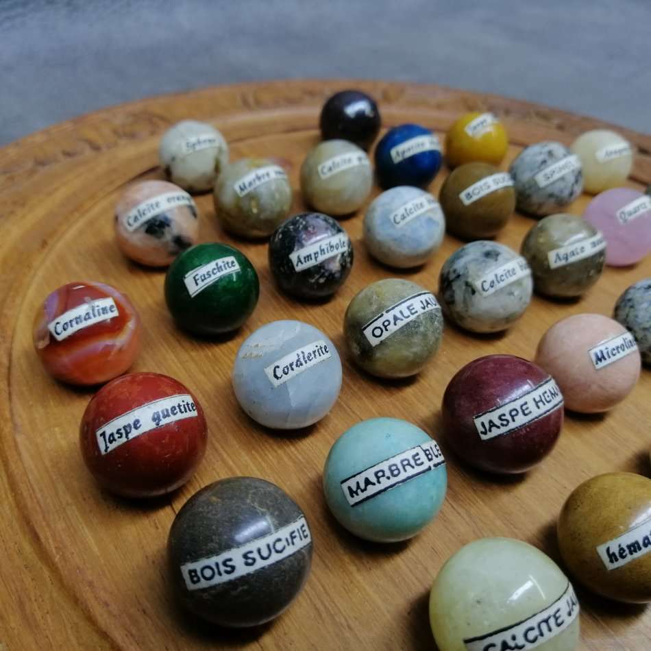 Fantastic!!! Polished and Named Gemstone Marble Solitaire Board Game!!!