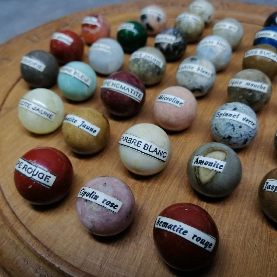 Fantastic!!! Polished and Named Gemstone Marble Solitaire Board Game!!!