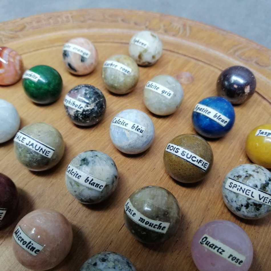 Fantastic!!! Polished and Named Gemstone Marble Solitaire Board Game!!!