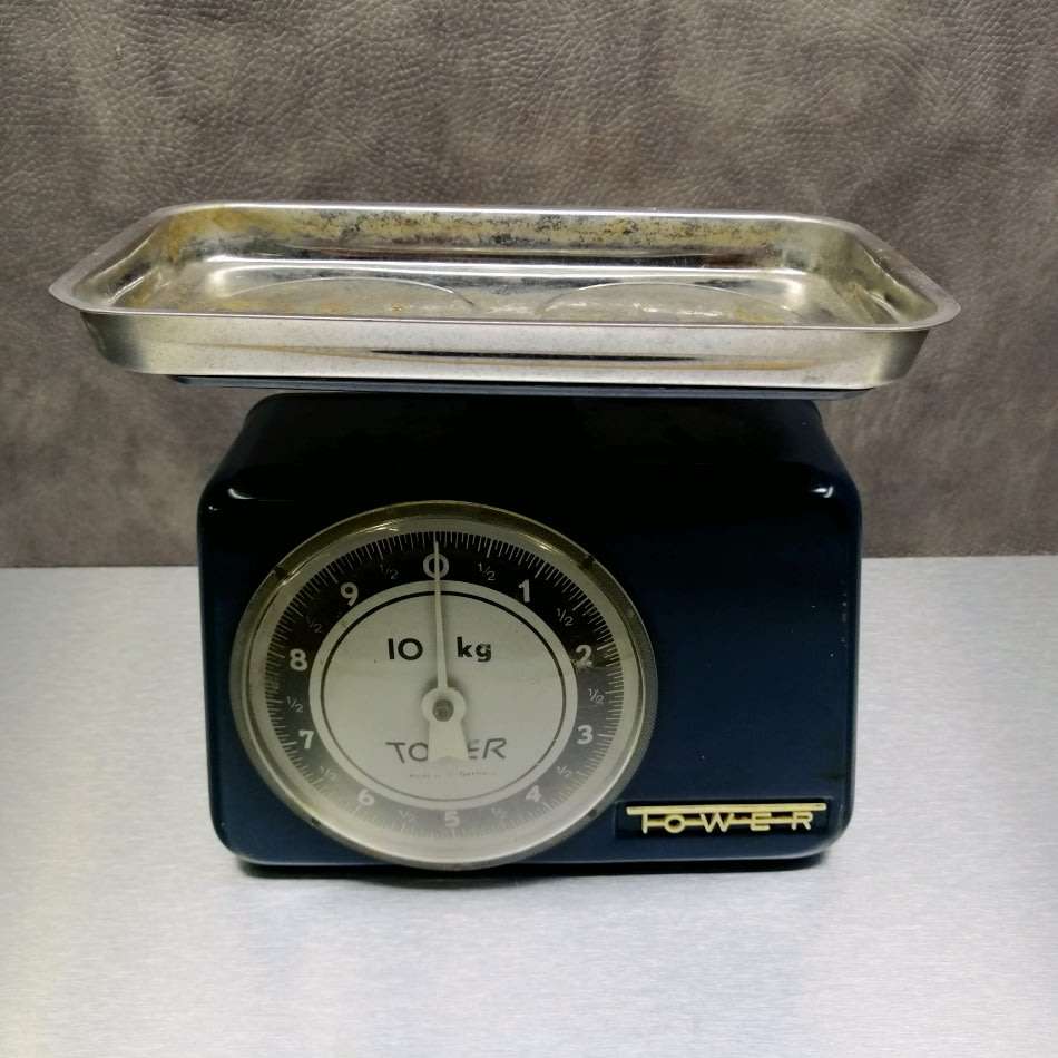 Super Cool!!! Vintage Blue West German Kitchen Scale and Chrome Weight Bowl!!!