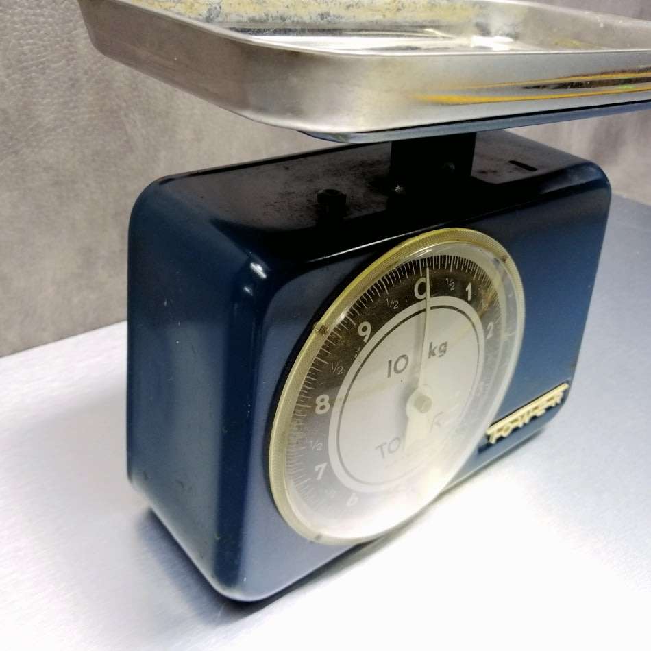 Super Cool!!! Vintage Blue West German Kitchen Scale and Chrome Weight Bowl!!!