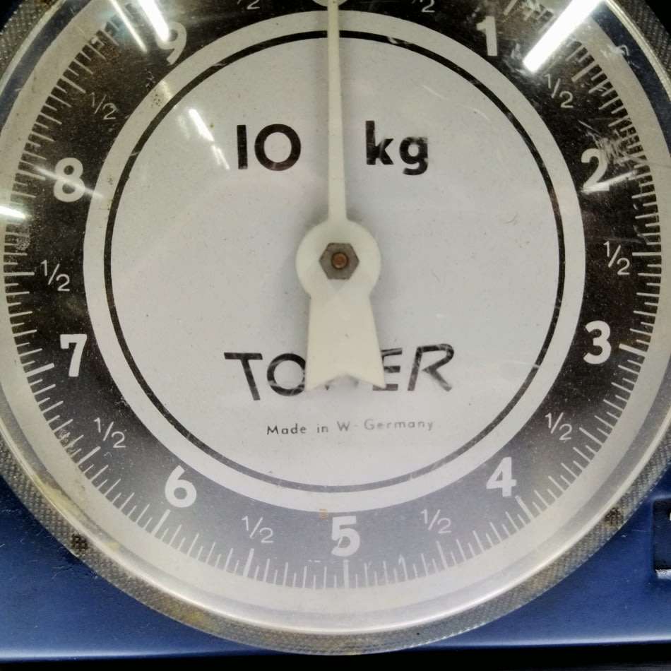 Super Cool!!! Vintage Blue West German Kitchen Scale and Chrome Weight Bowl!!!