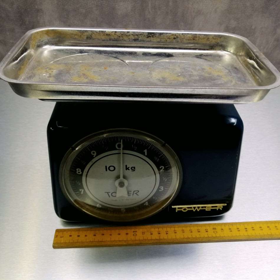Super Cool!!! Vintage Blue West German Kitchen Scale and Chrome Weight Bowl!!!
