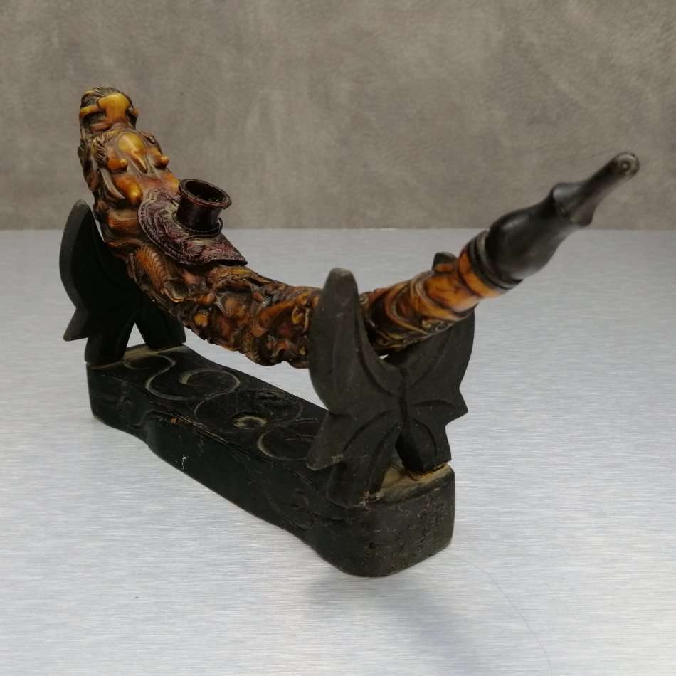RARE!!! Highly Decorative Oriental Dragon Themed Opium Pipe and Stand!!!