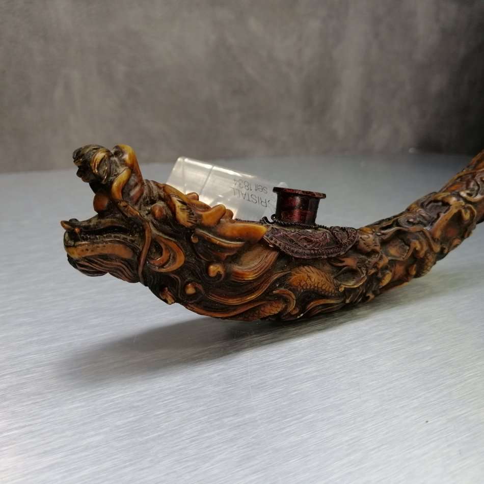 RARE!!! Highly Decorative Oriental Dragon Themed Opium Pipe and Stand!!!
