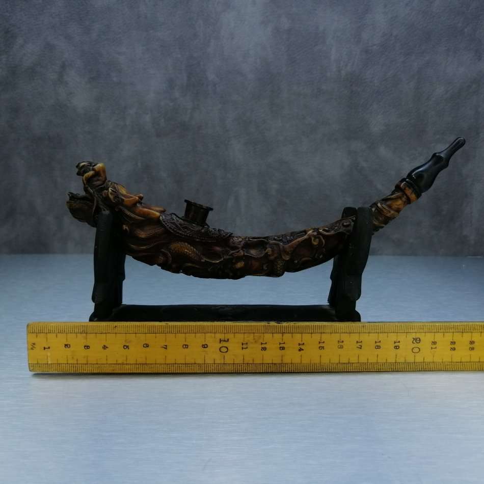 RARE!!! Highly Decorative Oriental Dragon Themed Opium Pipe and Stand!!!