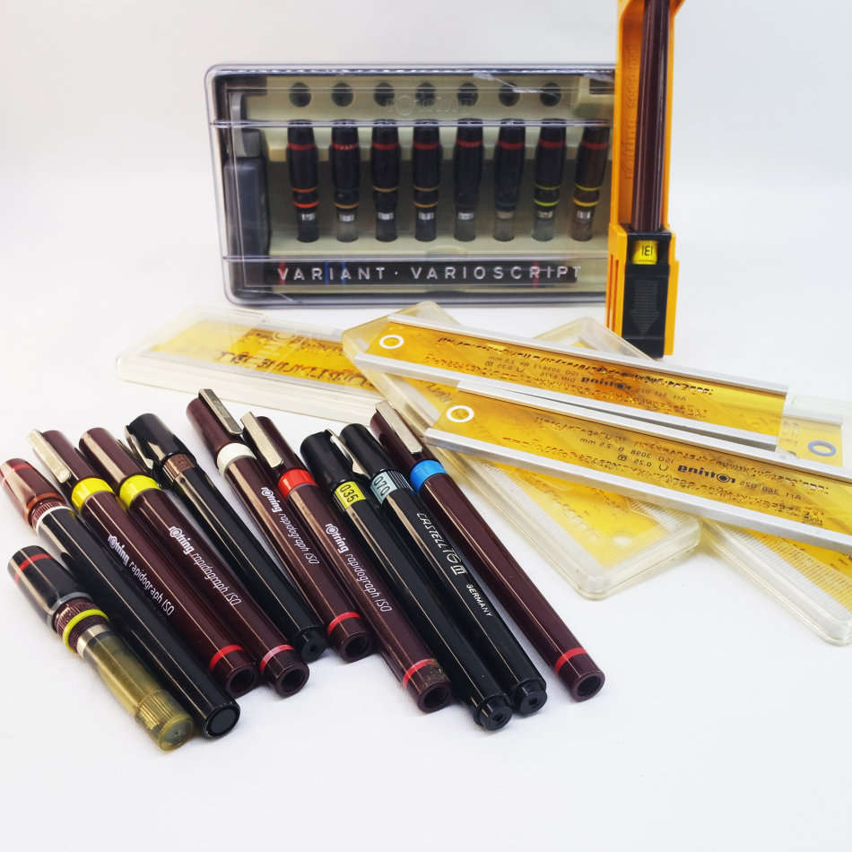Large Rotring Technical Pen and Stencil Collection!!! Bid For All!!!