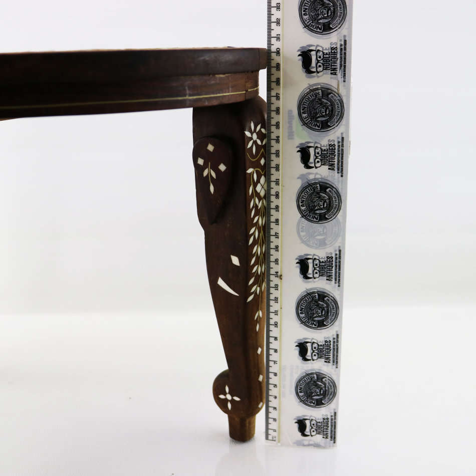 FANTASTIC!!! Original Hand Crafted Wood with Bone, Brass and Mother of Pearl Inlay Side Table!!!