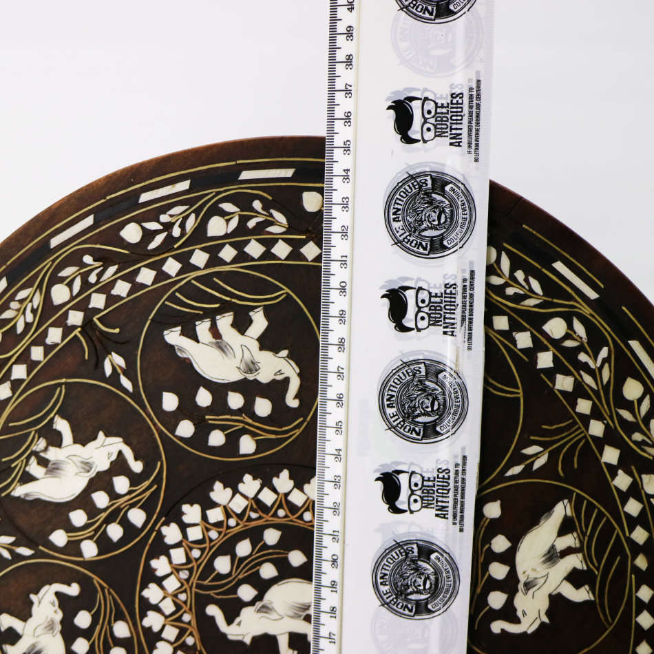 FANTASTIC!!! Original Hand Crafted Wood with Bone, Brass and Mother of Pearl Inlay Side Table!!!