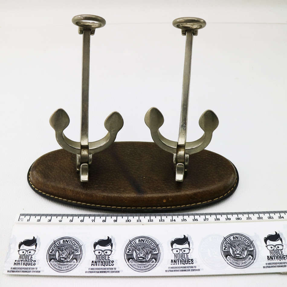 Fantastic!!! Two Cast Metal Ship Anchors On Leather Base Pipe Stands!!!