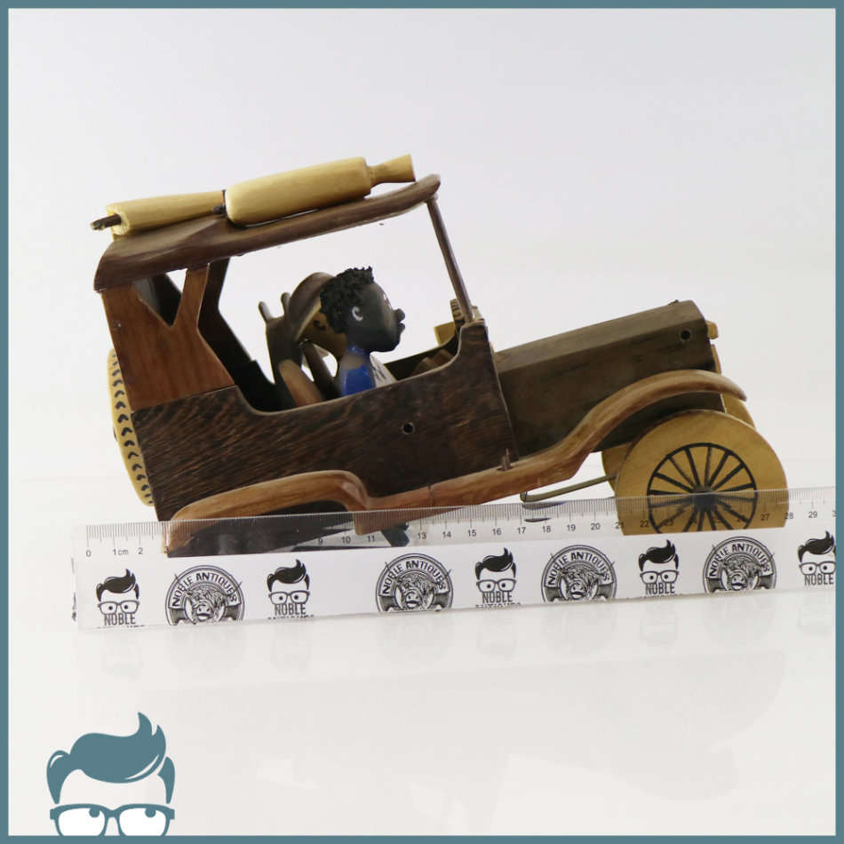 Original Hand Crafted Wood TinTin in the Congo Jeep!!! Back Wheels Missing