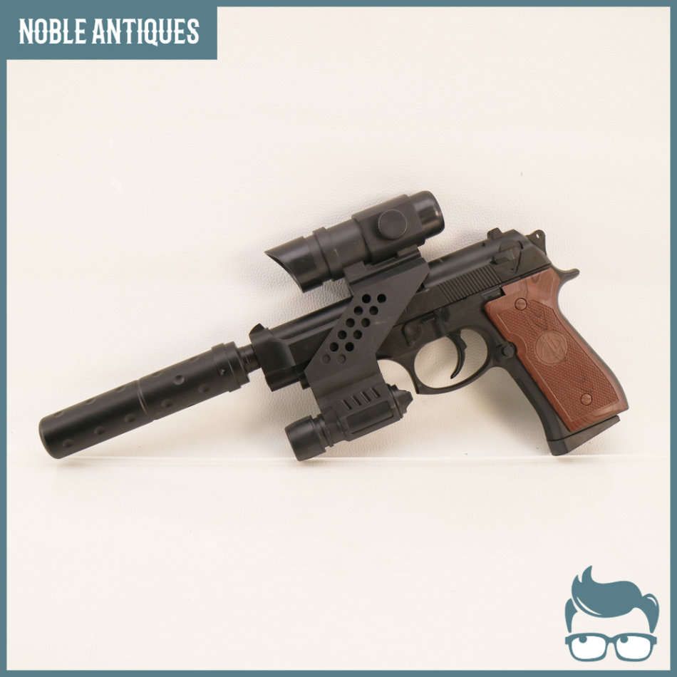 Spring Loaded Hard Plastic and Rubber Pistol Scape and Silencer!!! Scale 1:1 Not Firing