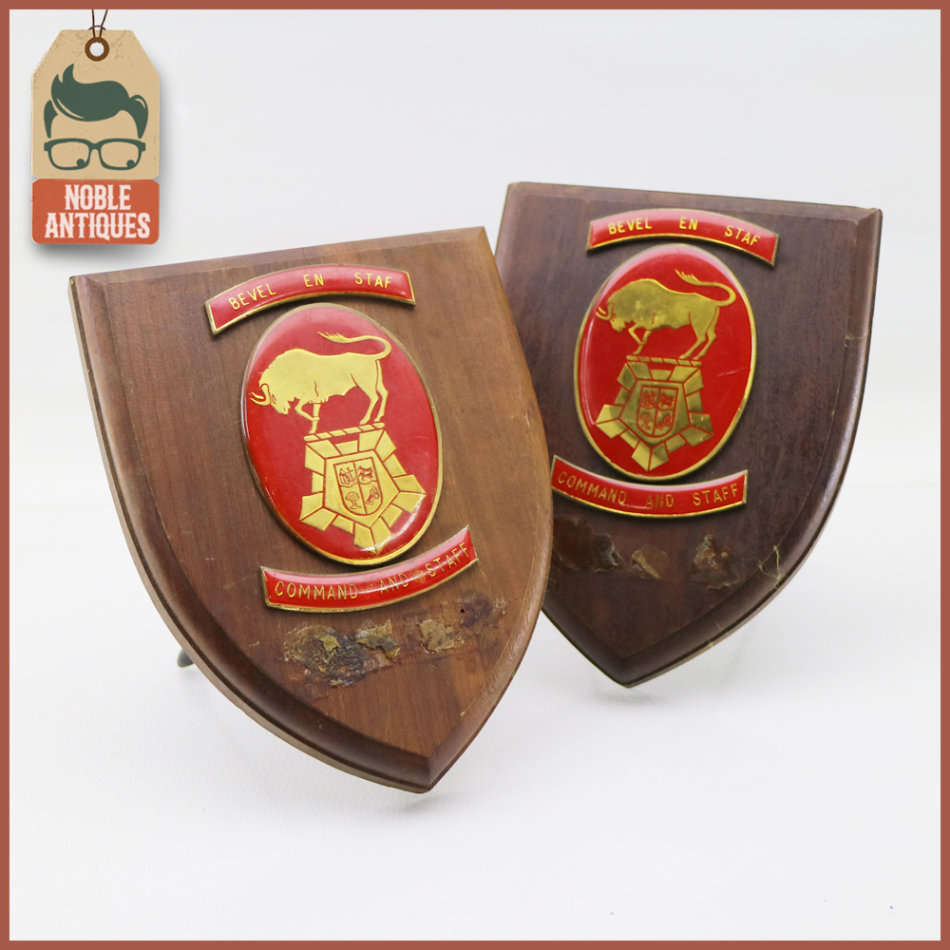 Two Original Wood Mount Military Plaques!!! Bid For Both!!!
